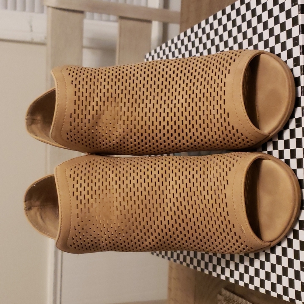 SODA peep toe booties